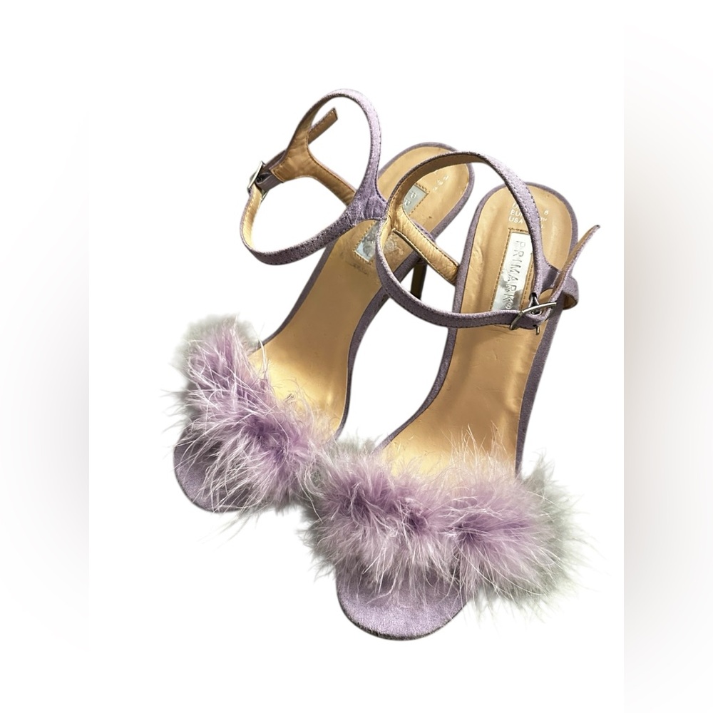 Primark, lilac feather heels, size 8